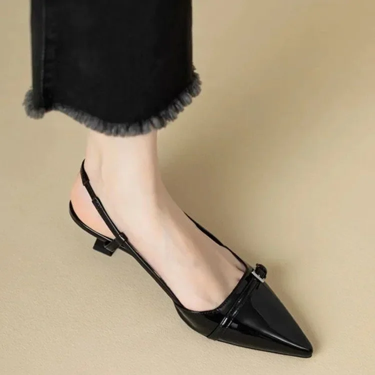Pointed Toe Sexy Mid Heels Party Shoes Women Sandals Designer Summer Brand Pumps Slingback Casual Shoes Dress Slippers
