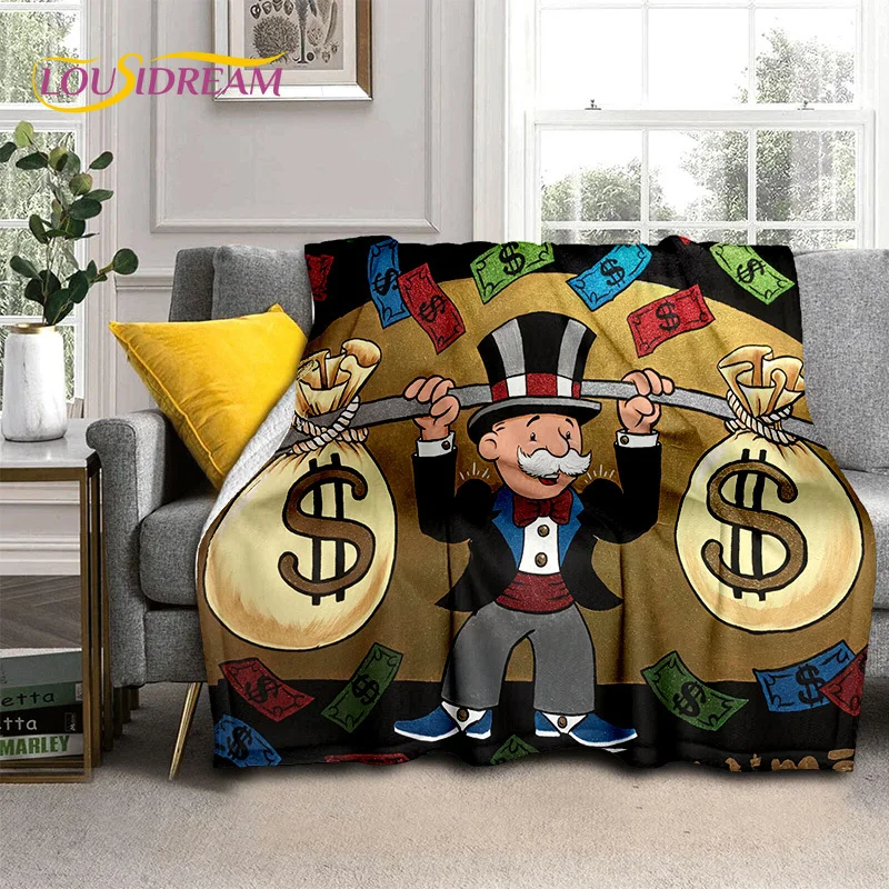 

3D Games Dollar Monopoly Money Rich Blanket,Soft Throw Blanket for Home Bedroom Bed Sofa Picnic Travel Office Cover Blanket Kids