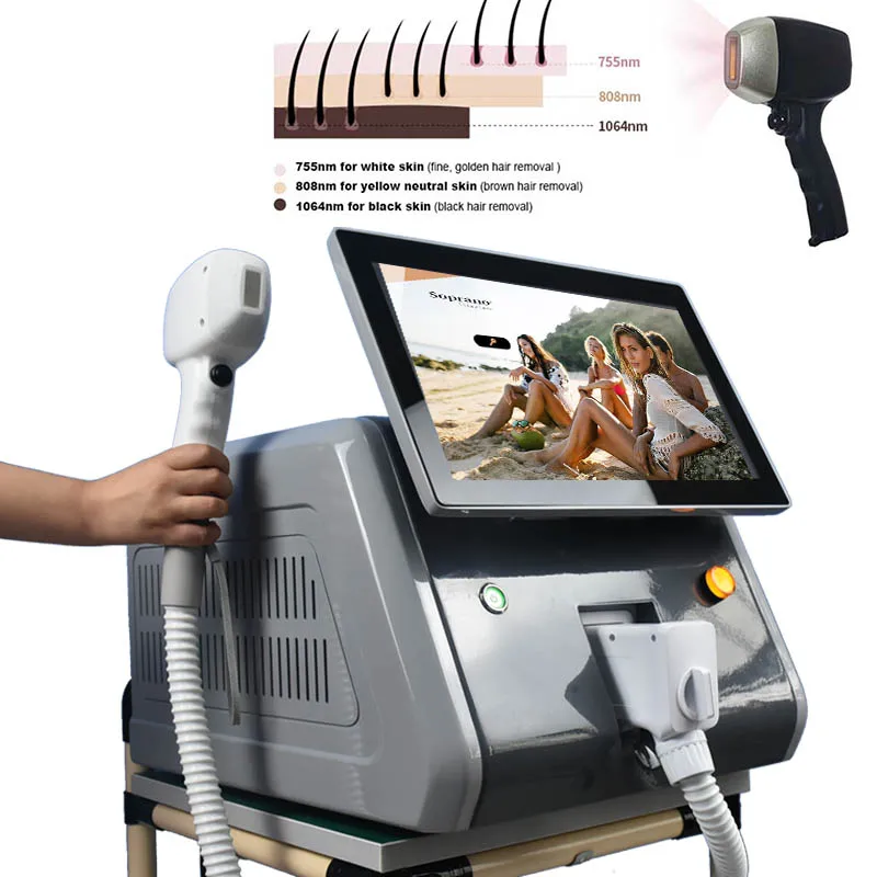 

2023 новейшая машина для удаления волос с диодным лазером 808, бесплатная доставка, профессиональный диодный лазер с 3 длинами волны