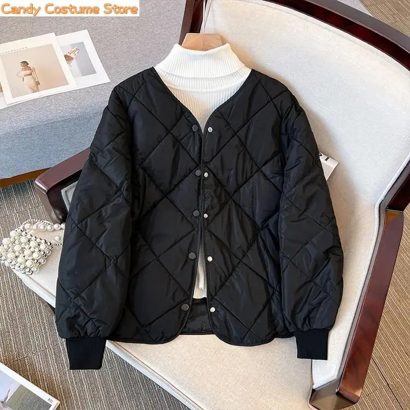 Women Down Cotton Jacket Lightweight Warm Loose Cotton Padded Jacket Casual Black Outerwear Female Autumn Winter New Jacket