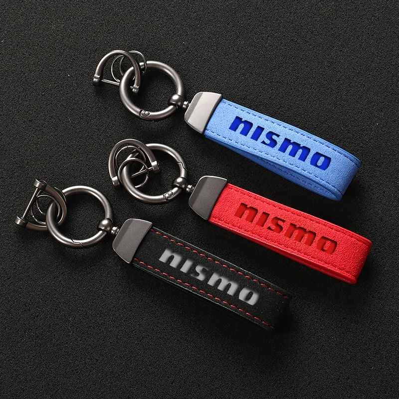 

High Grade Suede Leather Car Keychain Nismo Key Ring For Nissan Nismo Almera Tiida Sunny QASHQAI Skyline Juke X-TRAI MARCH