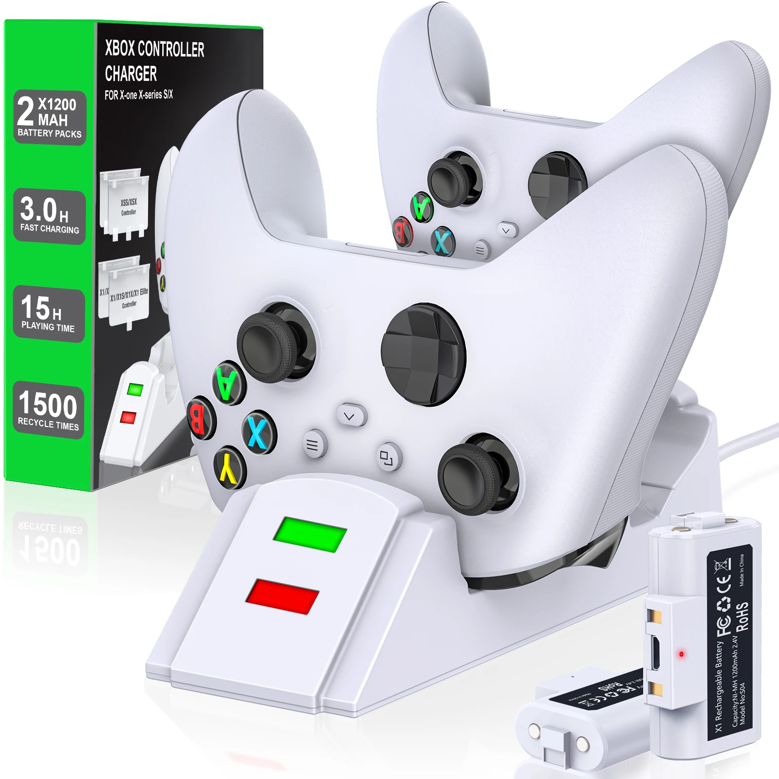 Двойное зарядное устройство для Xbox One X/S/Elite Xbox Series X/S беспроводной контроллер 2X120 0 мА/ч перезаряжаемый аккумулятор для Xbox One геймпад
