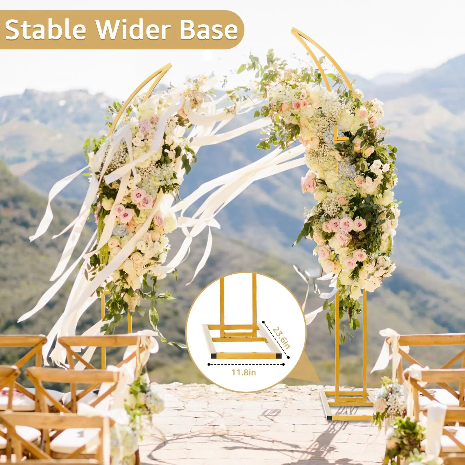 Vincidern Supporto Per Arco Di Palloncini In Metallo Oro – 3 Altezze (2,7m, 1,8m, 1,5m) – Struttura Per Sfondo Feste, Matrimoni, Baby Shower E Compleanni