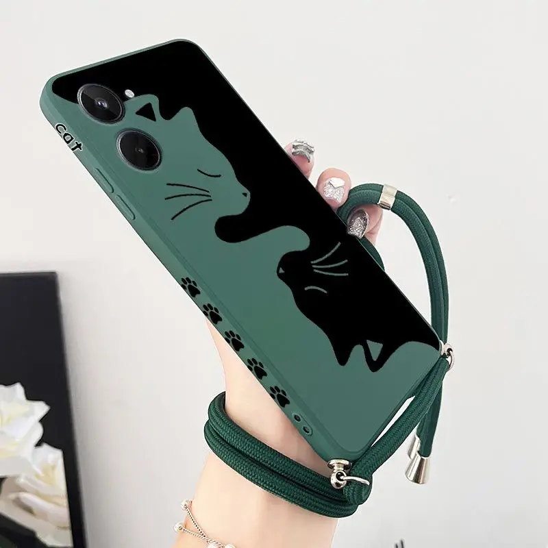 Hug Kitten Crossbody Lanyard Silicone Phone Case Cover