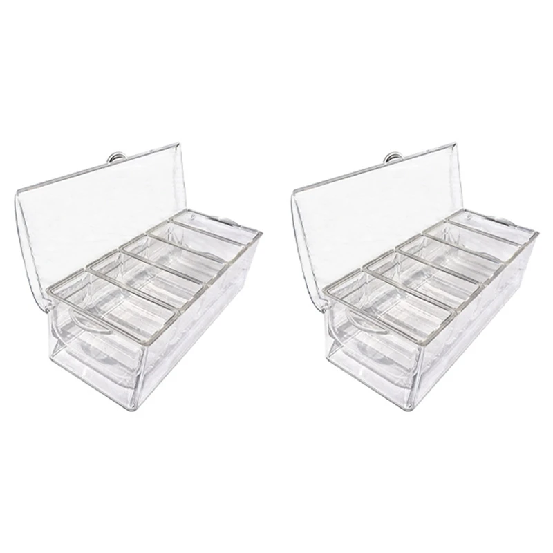 

2X Ice Cold 5 Compartment Condiment Server Rack-Service Tray Container With 5 Removable Trays-ABUX