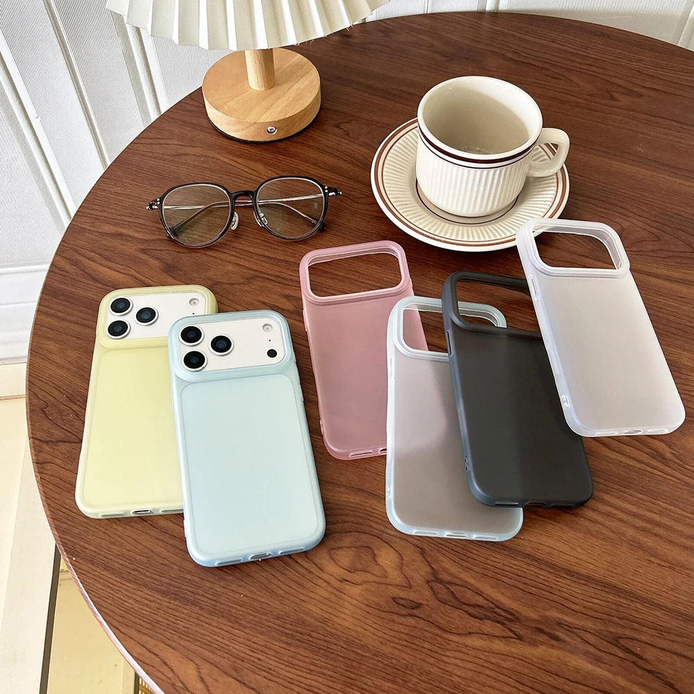 Luxury Transparent Candy Color Case For iPhone Air 17 16 15 14 13 12 Pro Max Plus 16E Clear Matte Silicone Soft Cover Shell 16+ 3