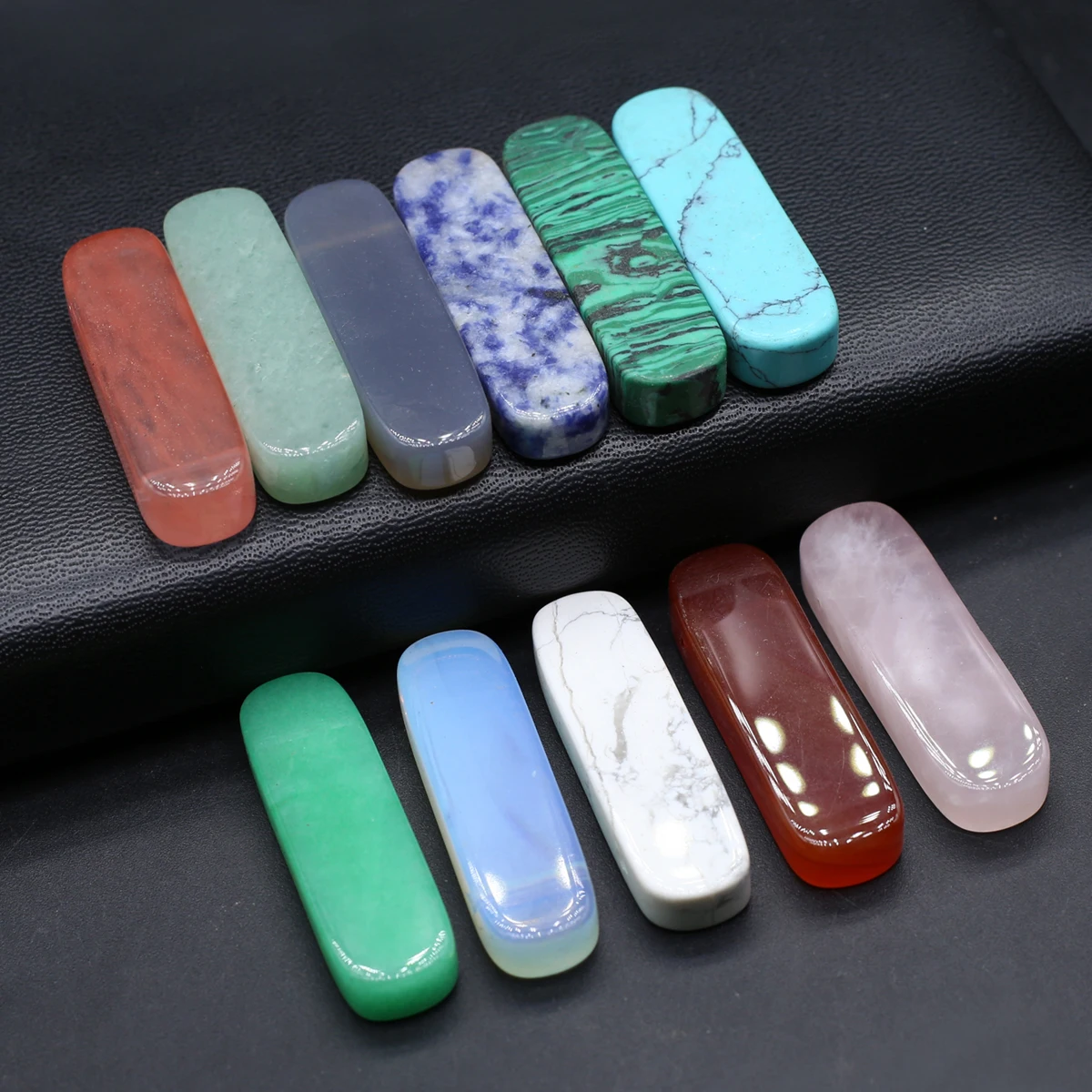 

10PCS Wholesale Natural Semiprecious Stone Rectangular Turquoise Green Aventrine Pendant Jewelry Making DIY Necklace Accessories