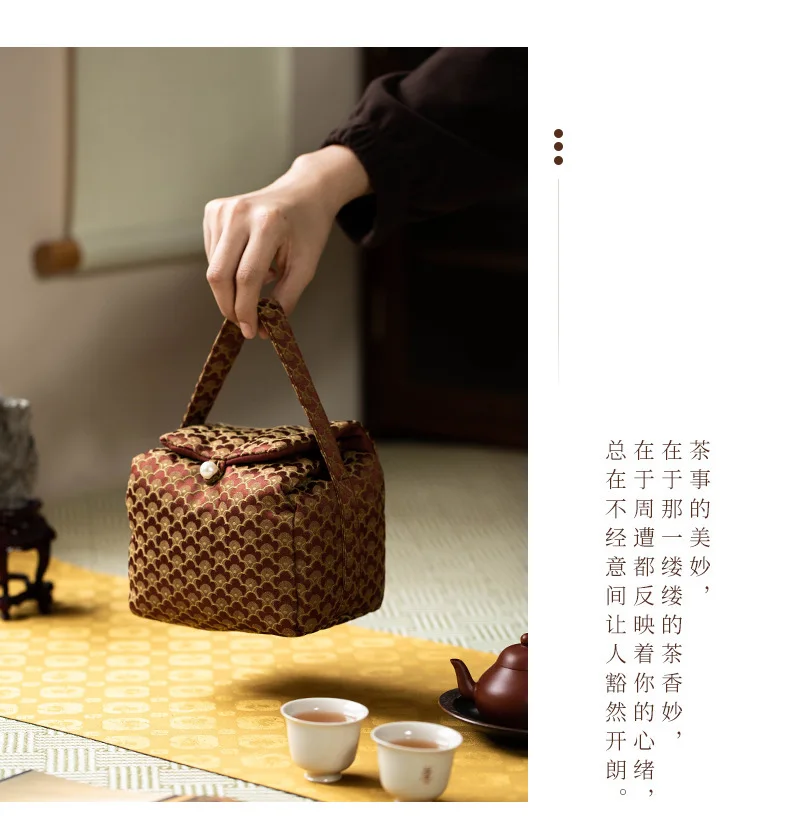 Description Picture 4 of itemChinese Daisy Cloth Tea Cozies Portable Kettle Bag Tea Cozy For Teapot Protection Hand Bag Travel Tea Set Bag Teaset Accessories