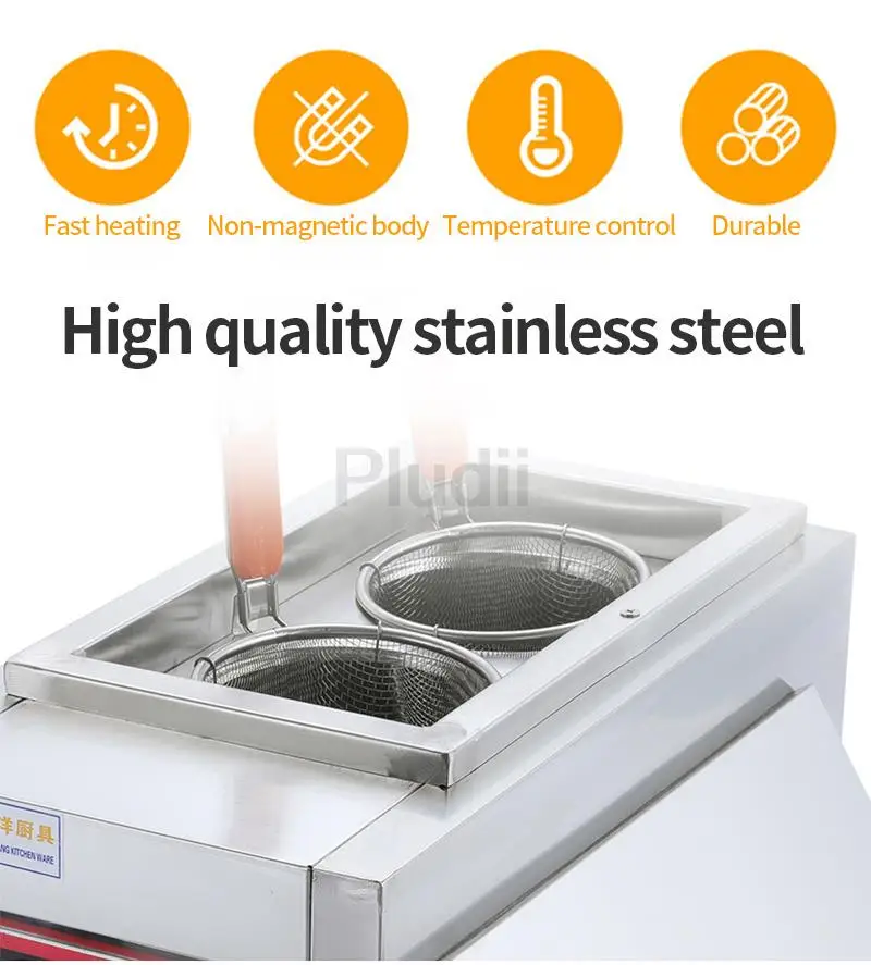 Description Picture 3 of itemCommercial Electric Pasta Cooker Table Top Noodle/Flour Food Stainless Steel Double Baskets Boiler Cooking Stove Machine 2000W