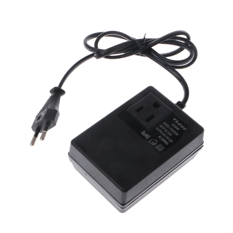 

200W 220V to 110V Step Down Convert Travel Power EU Plug Adapter