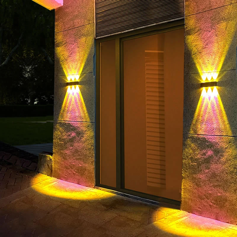 LED Solar Waterproof IP44 Outdoor External Wall Washers Luminaire Lighting Sunset Red Lamp Atmosphere Novel Up and Down Highlig