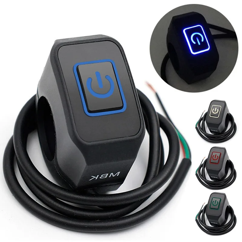 

22mm Motorcycle Switch with LED Light Momentry Buttton Handlebar Mount Headlight Horn Control Waterproof Modified Switch
