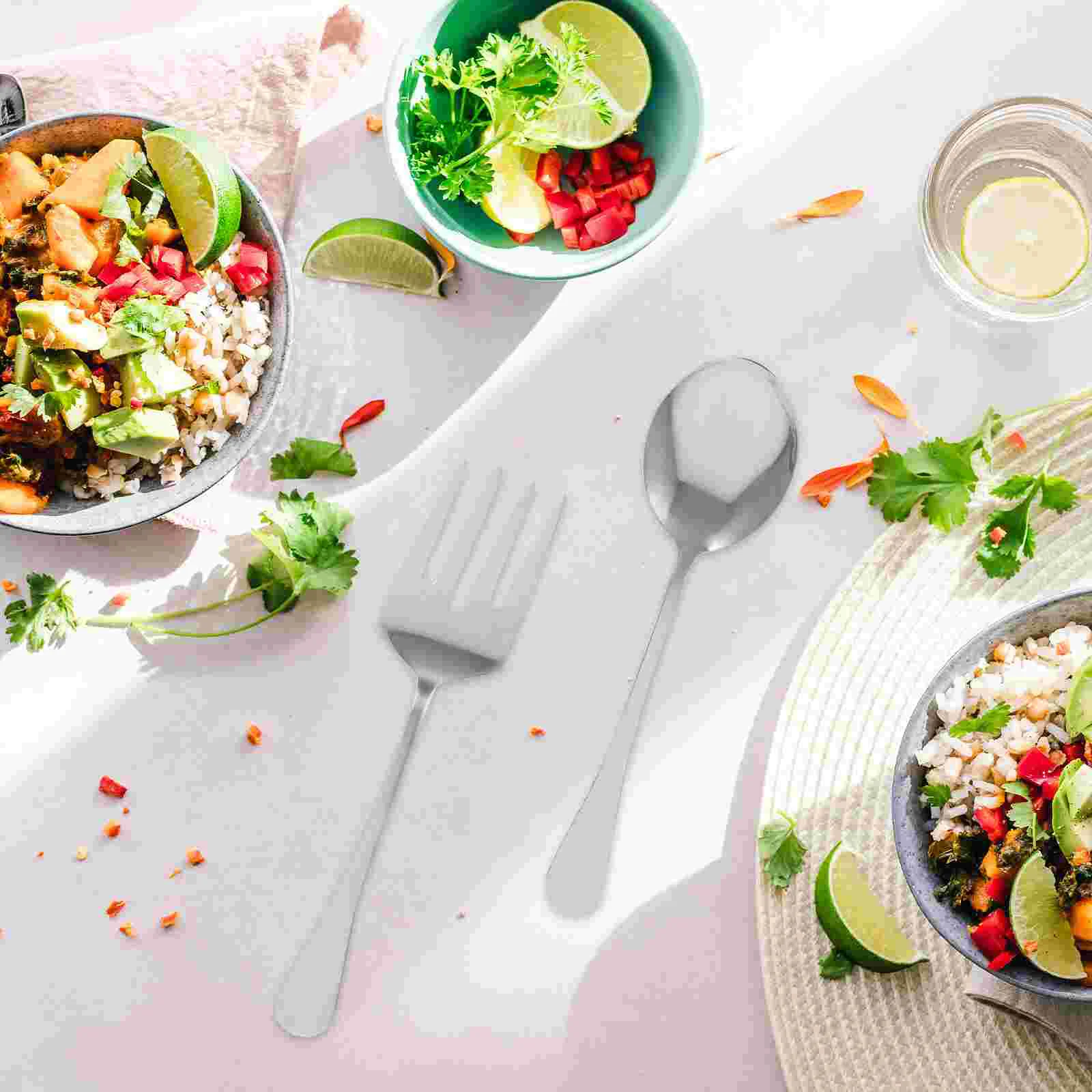 

1 Set of Stainless Steel Kitchen Cutlery Food-grade Serving Utensil Portable Food Serving Silverware