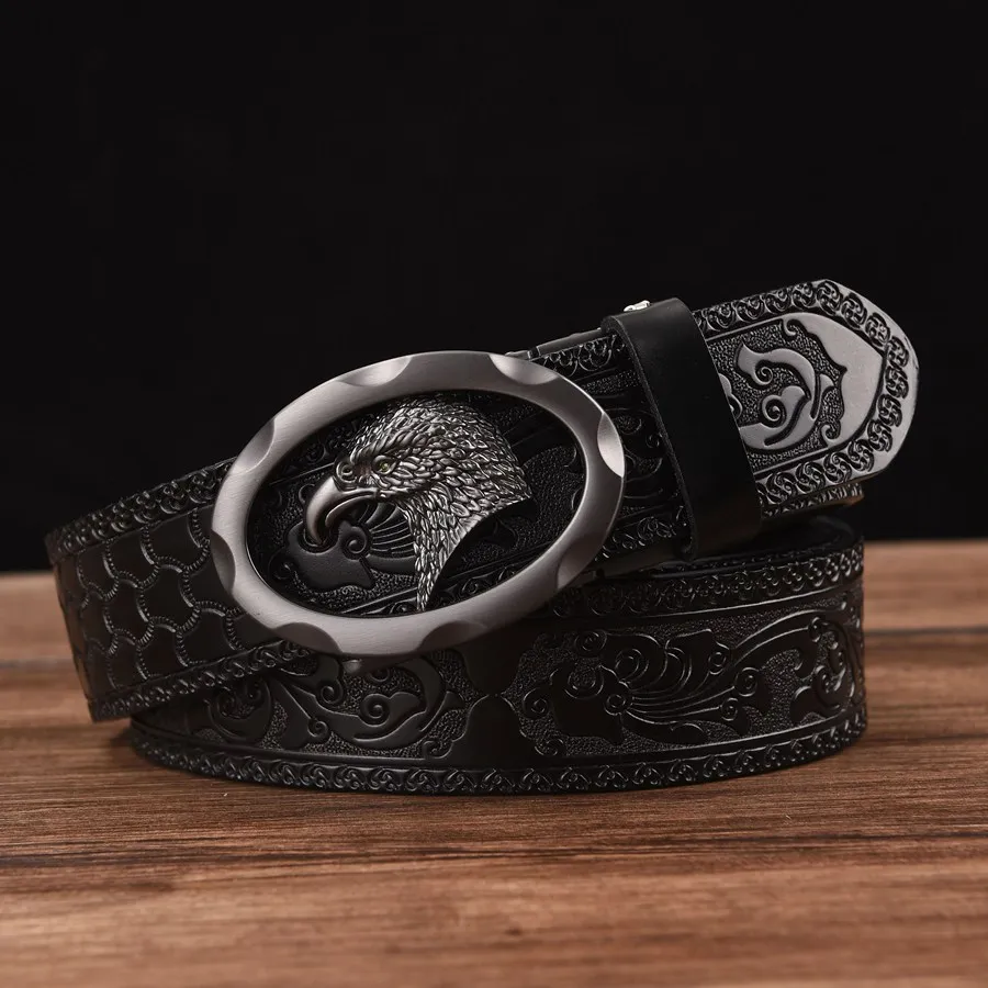 Ceinture cuir noir avec boucle automatique ULTRA silver - Boucle-de