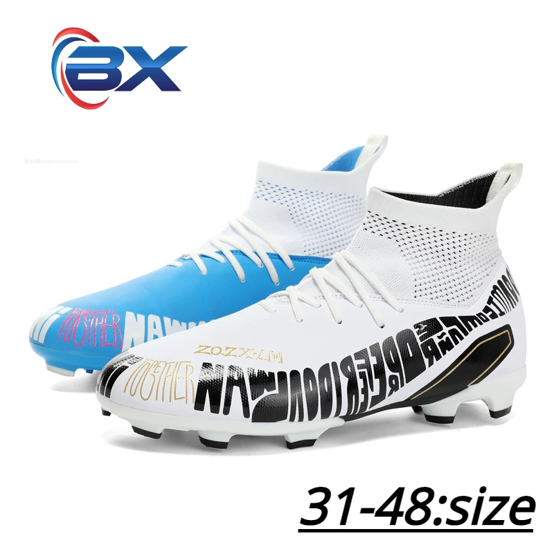 

New 31-48 BX 2023 Professional Unisex Soccer Shoes Long Spikes TF Ankle Football Boots Outdoor Grass Cleats Football Shoes Eu