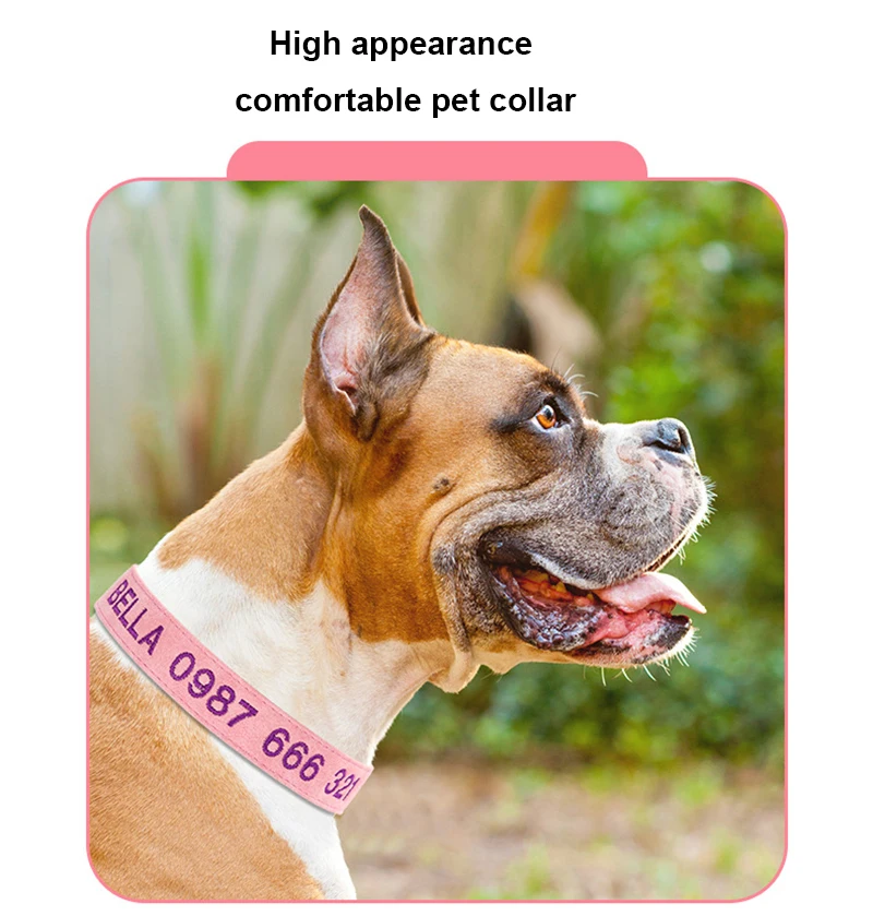 Leather Dog Collar With Name Embroidery Small Dog Collar Personalized Name For Large Breed Dogs