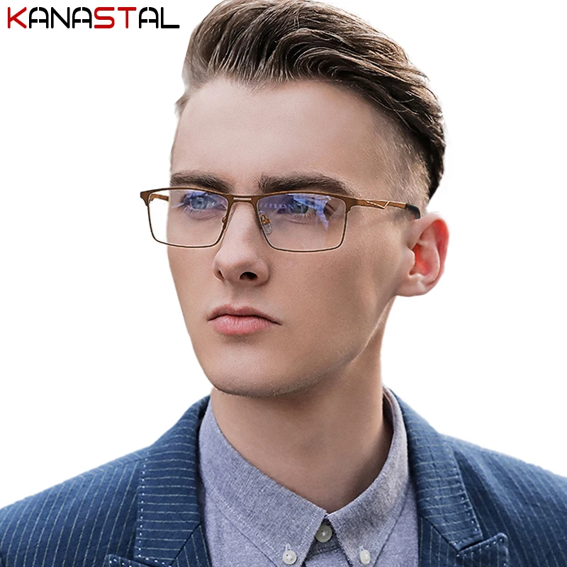 Men Reading Glasses Blue Light Blocking Prescription Glasses Male Optics Lesnes Myopia Presbyopic Metal Eyeglasses Frame myopia eyeglasses