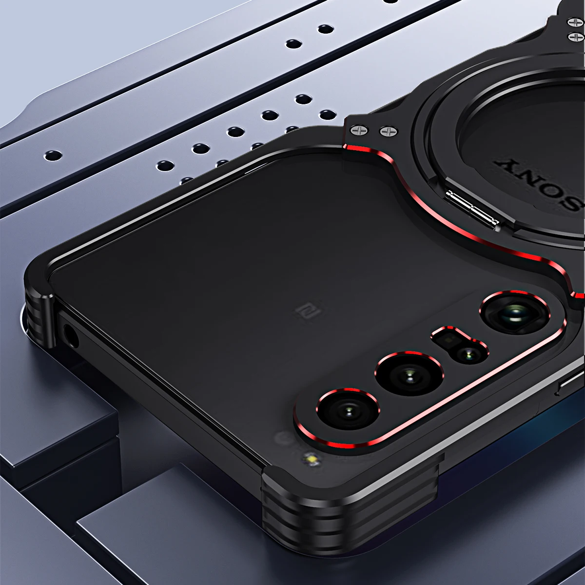 Magnetic Rimless Metal Case with Aluminum Bumper and Wireless Charging, Shockproof Stand Cover