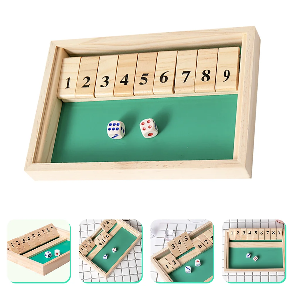 Flip Game Toys Board Dice Numbers for Kids Party Wood Plaything 2 Players with Wooden Playset