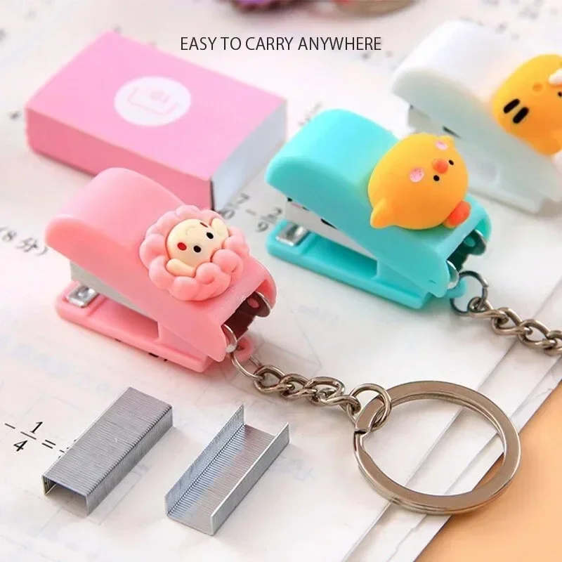 Portable Mini Stapler Cute Book Binding Tools File Organizer Keychains No.10 Staples Office Stationery School Student Supplies push stapler mini stapler set hand stapler