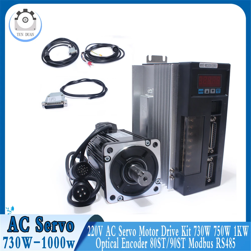 220V-AC-Servo-Motor-Drive-Kit-730W-1KW-Optical-Encoder-80ST-90ST-Modbus ...