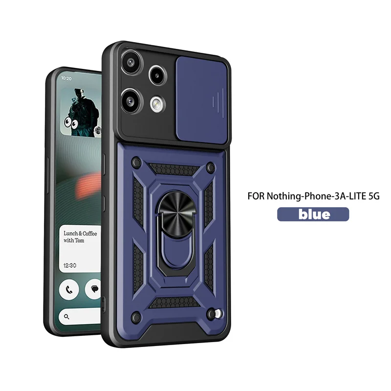 Kickstand Armor Phone Case with Lens Protection and Magnetic Ring Holder