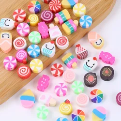 Colorful Mixed Fruit Shape Soft Pottery Beads - Handmade DIY Jewelry Accessories (60 pcs) - 60pcs (Candy)