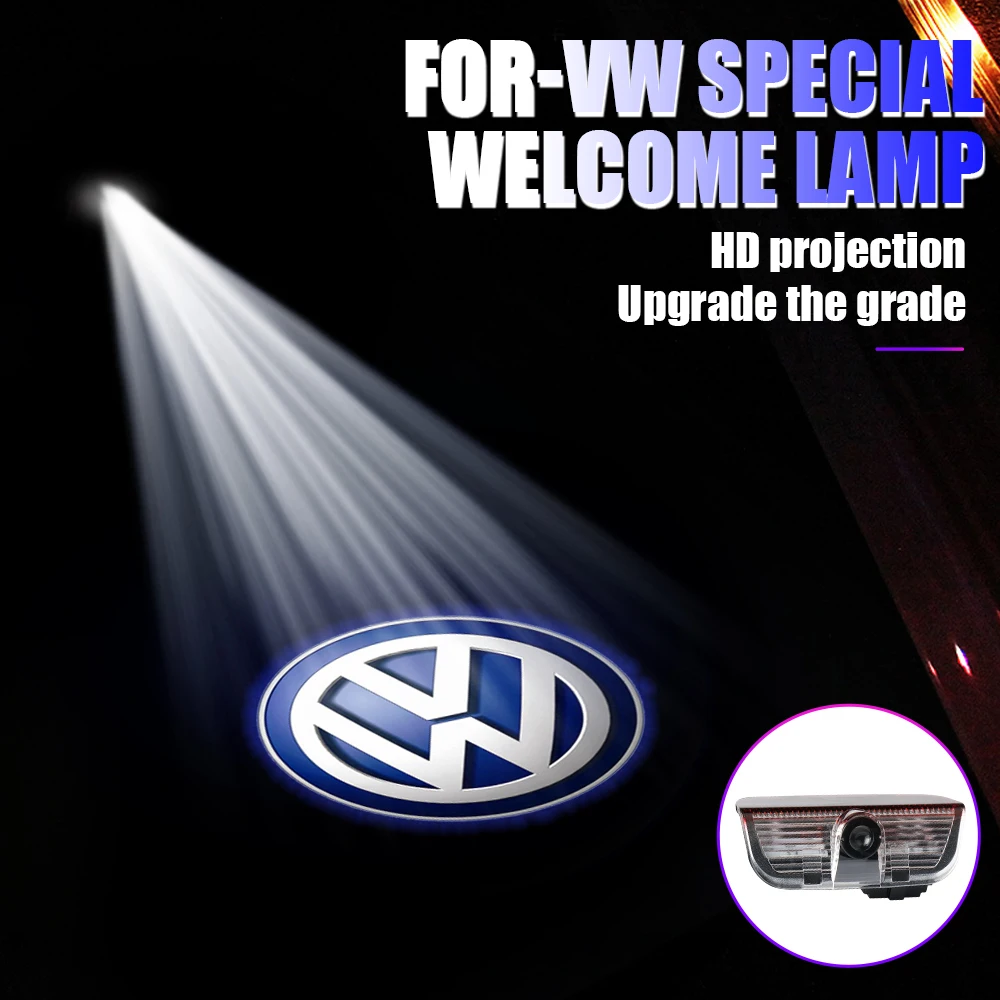 문짝 엠블럼 LED 라이트 웰컴 램프, 무선 레이저 프로젝터 액세서리, 폭스바겐 골프 모션 GTI MK5 MK6 폴로 MK7 MK6, 2 개
