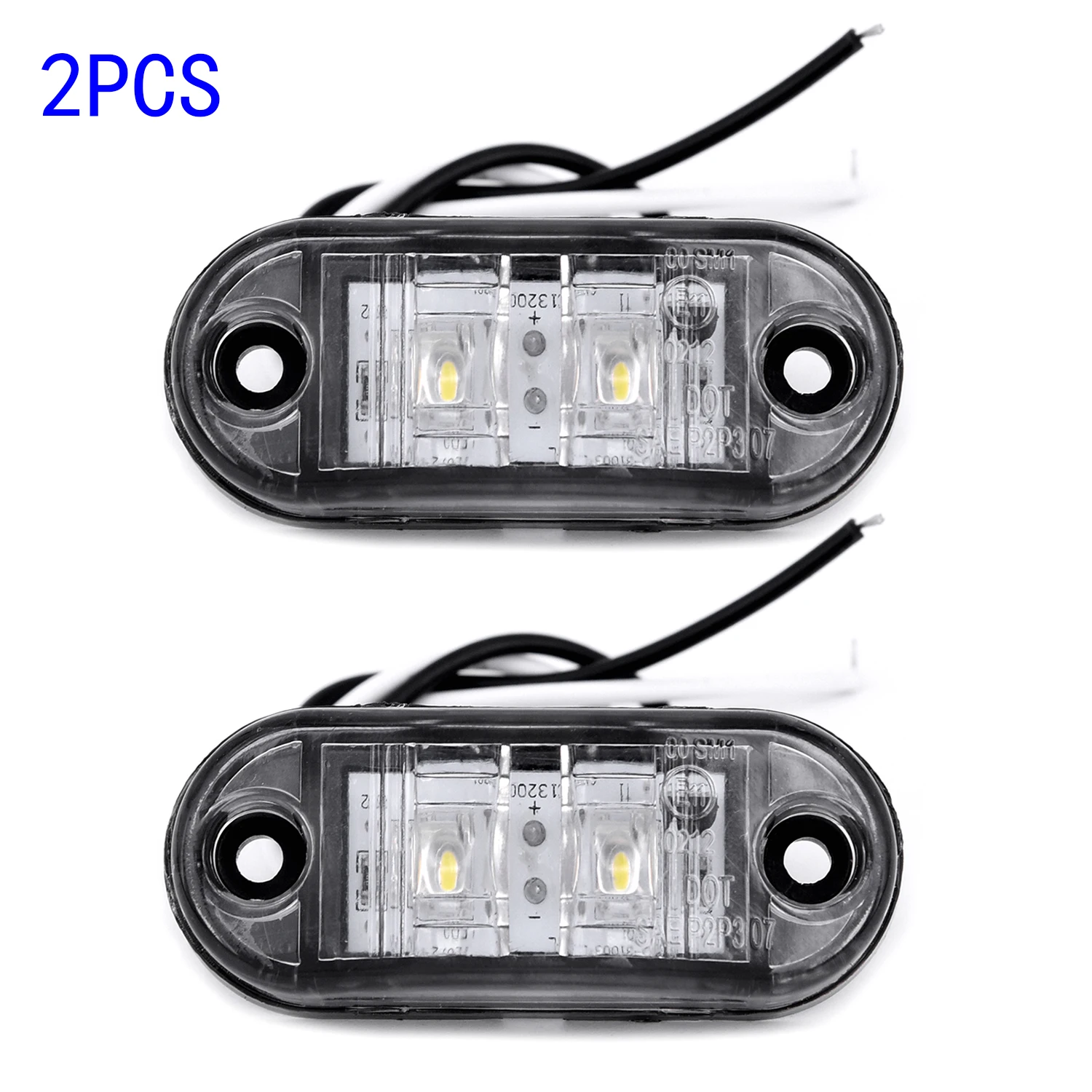 

LED Clearance Car Trailer Caravan 12V 2pcs White Side Marker Lights Tail Waterproof 0.5W Plastic super Durable