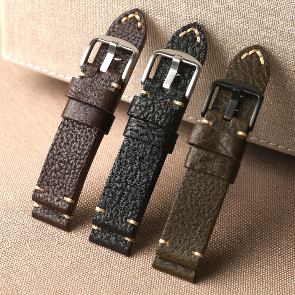 Premium Italian Leather Watchband - Vintage Soft Cowhide Strap
