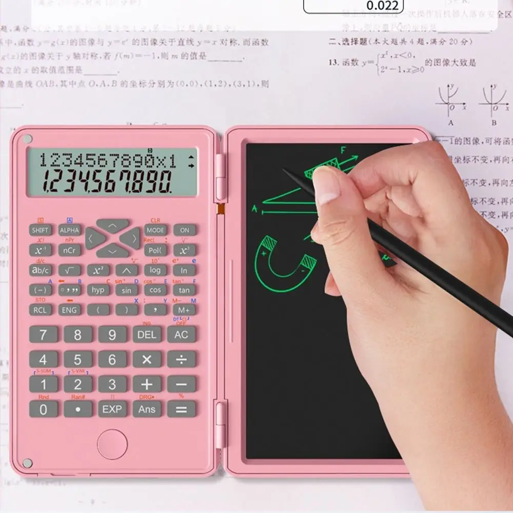 3 in 1 과학 계산기 접이식 6인치 사무용 LCD 드로잉 패드 지울 수 있는 실용적인 LCD 필기 보드(스타일러스 포함)
