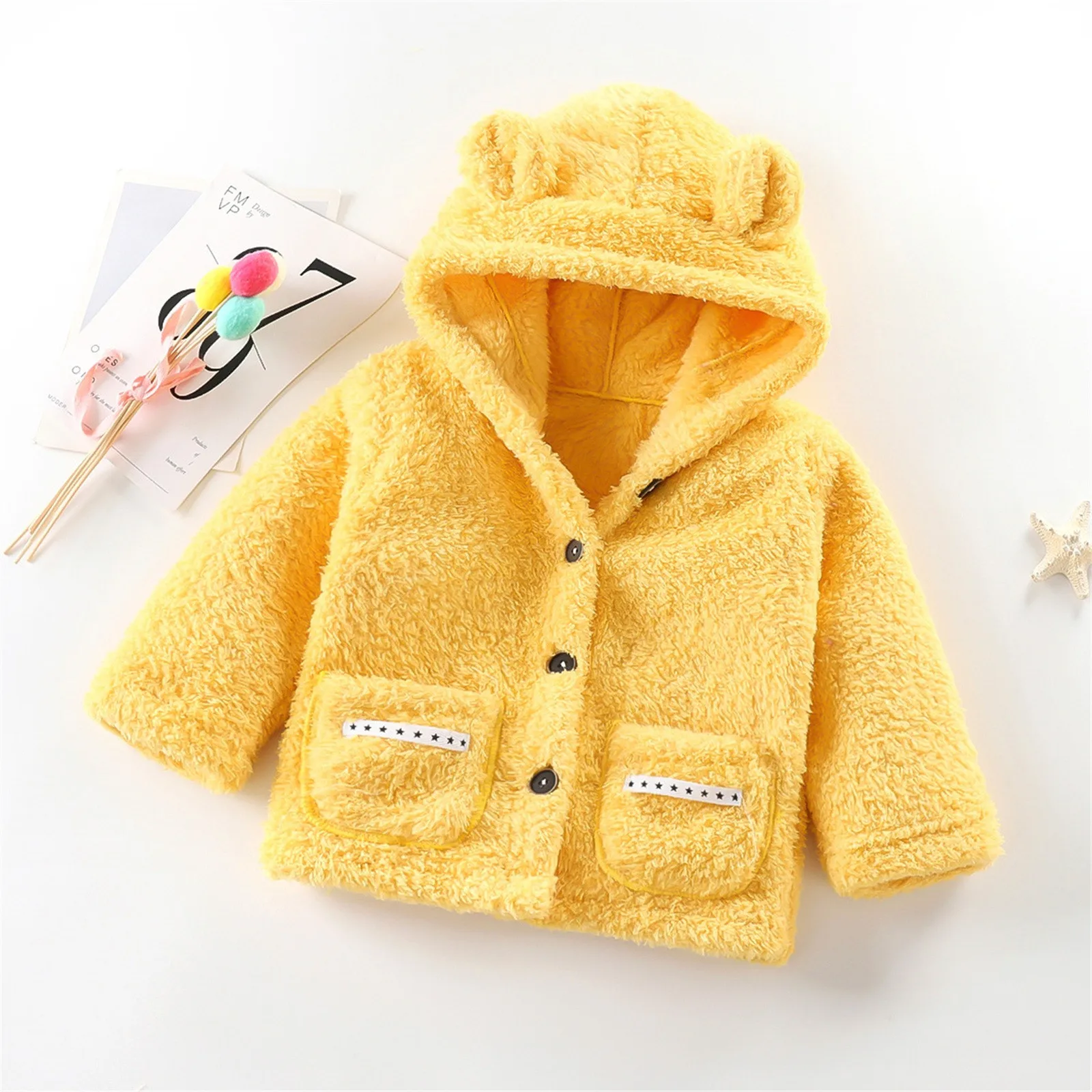 1~10Years Kids Clothes Winter Hoodies Coat Children Toddler Baby Boys Girls Fleece Hooded Jacket Outer Outwear Infant Outfits