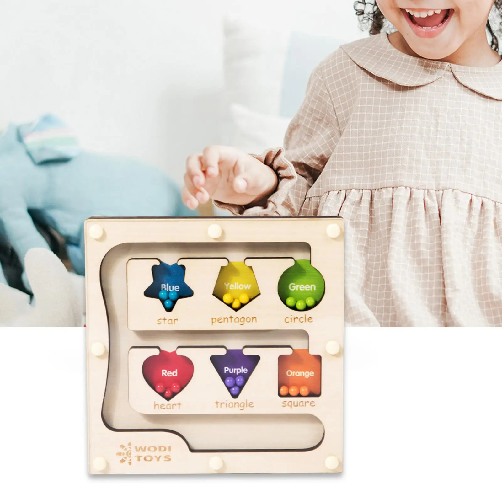 

Color Bead Maze Wooden Magnet Puzzle Boards Travel Toy for Preschoolers Gift