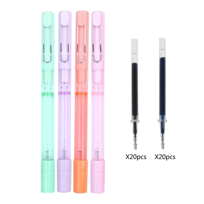 

5x Refillable Ballpoint Pens 2-in-1 Pump Bottle Gel Pen Portable