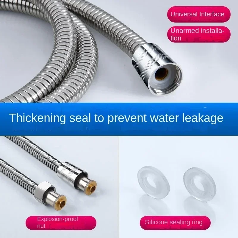 Shower Hose 1.5/2m Extendable Garden Hose Faucet Replacement Parts. Bathroom Supplies Stainless Steel Bath Hot Water 1PCS Hoses