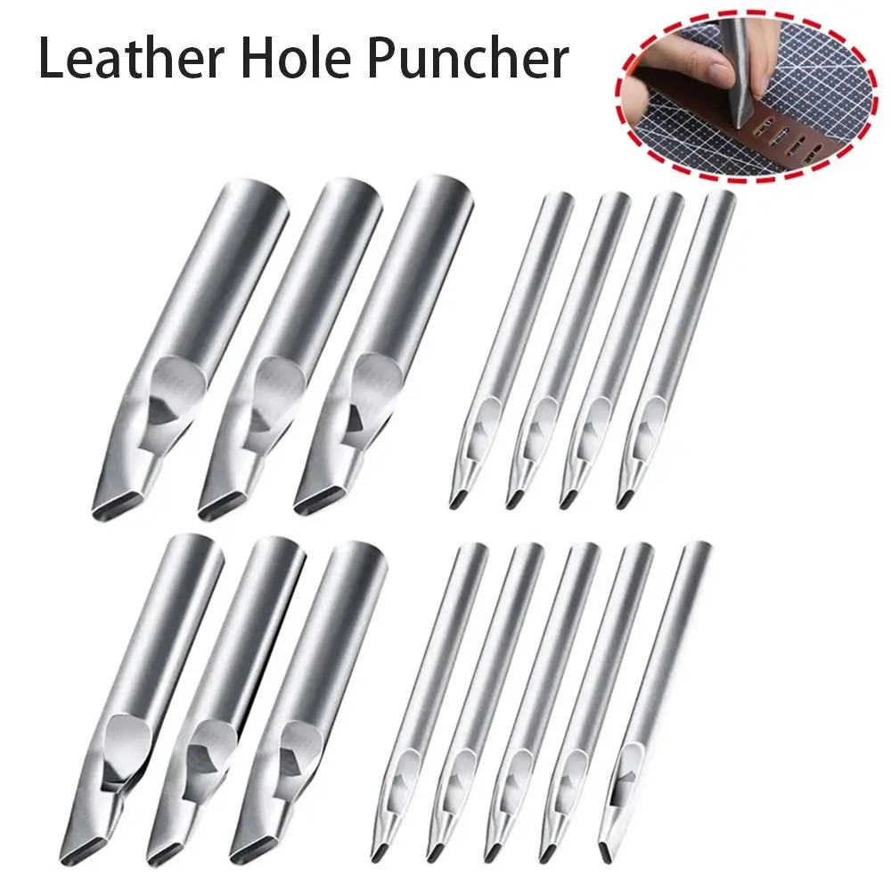Silver Steel Leather Hole Puncher Tool for DIY Crafts and Sewing
