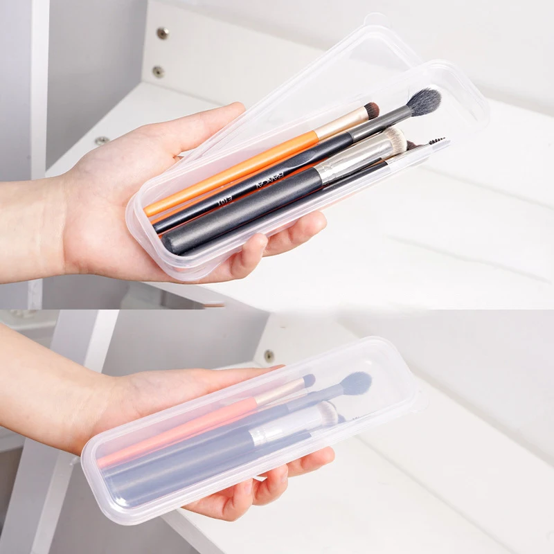 Makeup Brush Organizer Transparent With Cover Eyebrow Pencil Boxes Portable Women Cosmetic Storage Organizer Makeup Tools 5