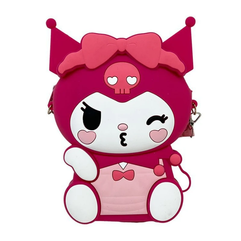 

2024 Sanrio Kurome Melody Children's Silicone Coin Purse Girls Cute Fashion Niche Mobile Phone Crossbody Small Bag for Women