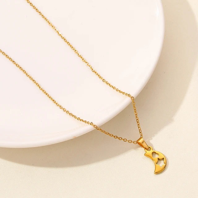 Classic Sun Moon Star Pendant Necklace Link Chain On The Neck Decor Stainless Steel Necklaces For Women Men Accessories Jewelry 4