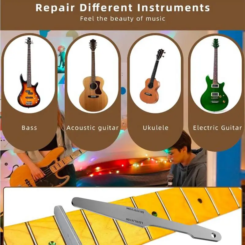 Guitar Fret Crowning File Fret File Fret Dressing File Double-Sided Steel File Fret Leveling Tool Guitar Fret Tools For LG/MD/XL