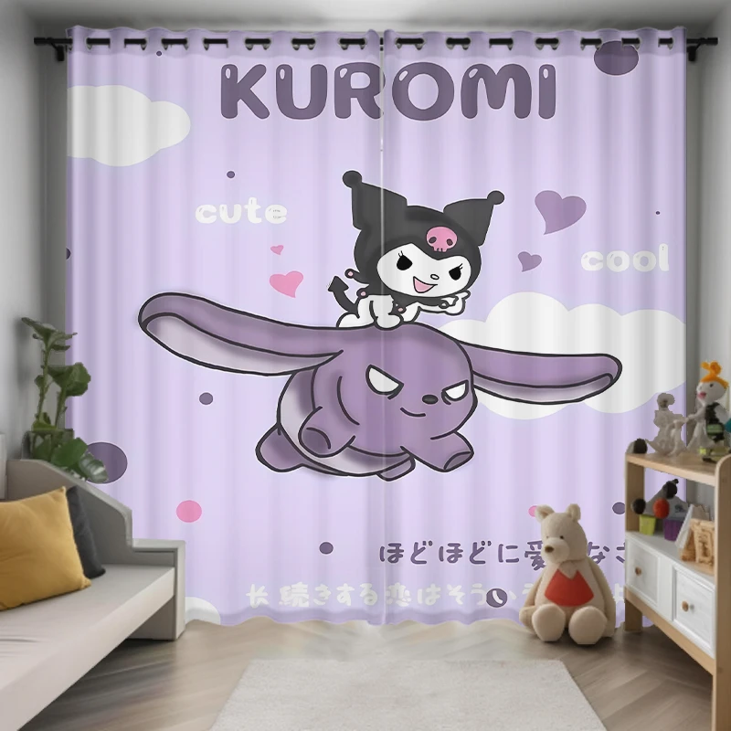 

MINISO Kuromi Full Blackout Curtains Children Room Cute Cartoon Bay Window Student Dormitory Girl Bedroom Princess Style Custom