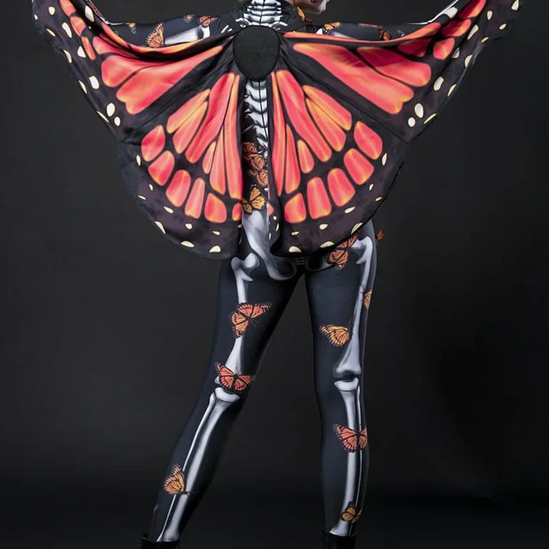 Halloween Devil Ghost Skeleton Butterfly Cloak Sexy Women Spooky Jumpsuit Party Carnival Performance Scary Costume Kid Adults