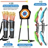 2 Pack Archery toy Set  - Includes 2 Bows, 20 Suction Cup Arrows & 2 Quivers & Standing Target, Outdoor Toys for Kids 1