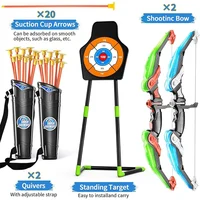 2 Pack Archery toy Set  - Includes 2 Bows, 20 Suction Cup Arrows & 2 Quivers & Standing Target, Outdoor Toys for Kids 1