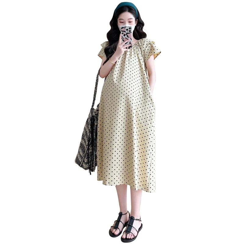 chinese dress ladies Pink Plaid Tank A-Line Elegant Maternity Baby Shower Maxi Dress Yellow / S