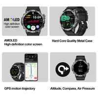 Km TH EDGE-Montre intelligente de sport pour homme, GPS, affichage Amoled, AOD, appel Bluetooth, baromètre d'altitude, boussole, étanche IP68, 1.43 3