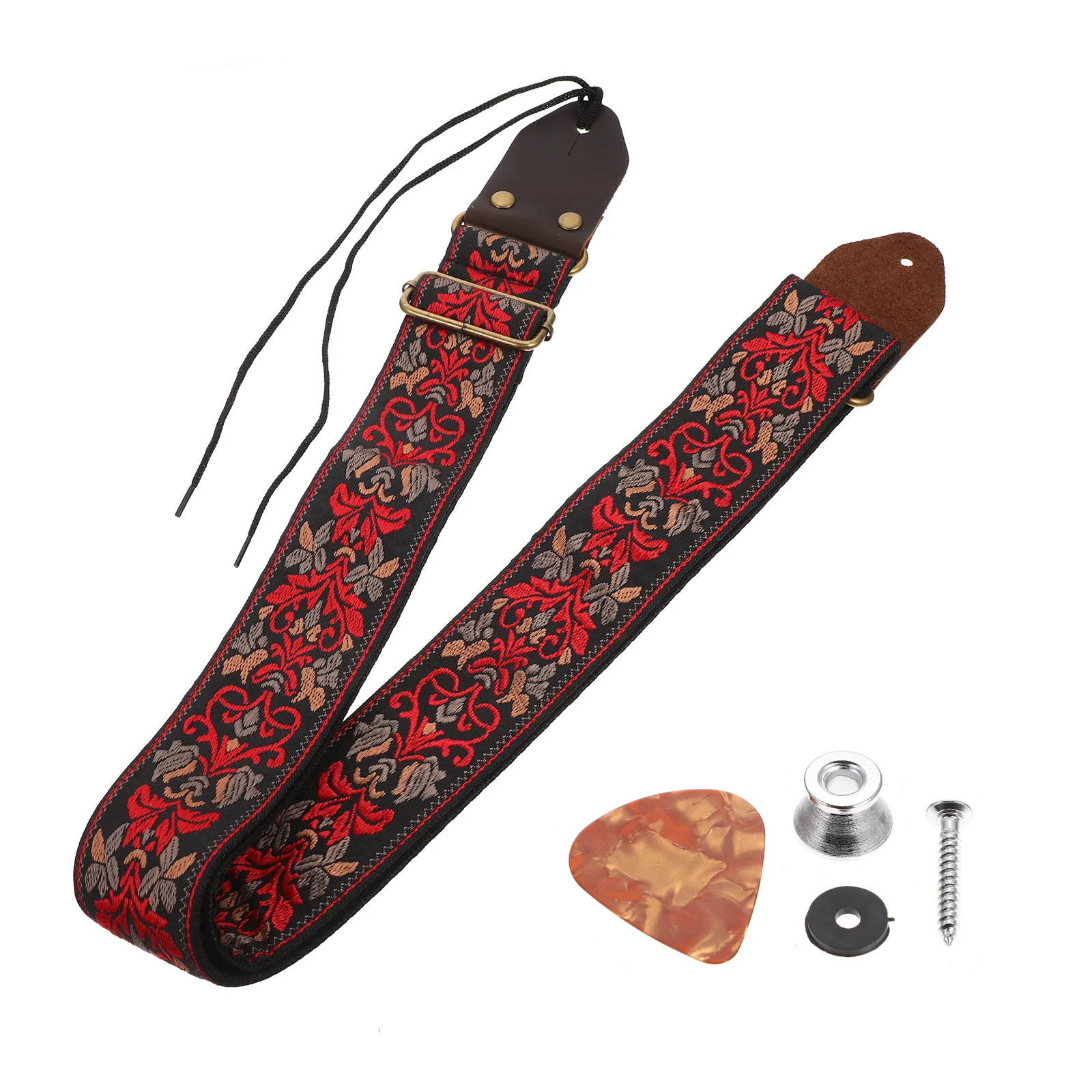 

Embroidered Guitar Strap Shoulder Belt Practical Adjustable Gift Delicate Polyester Cotton Accessory