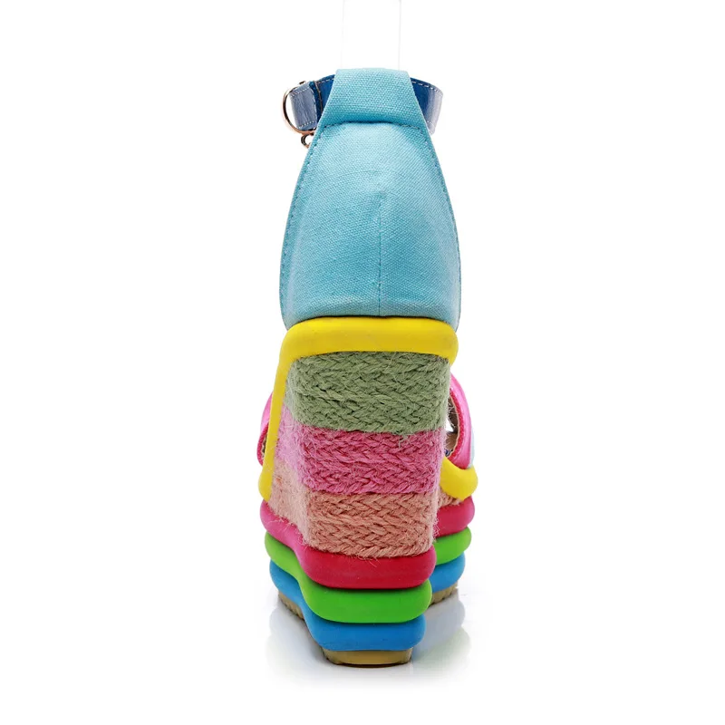 Colorful espadrille muffin wedge sandals sale