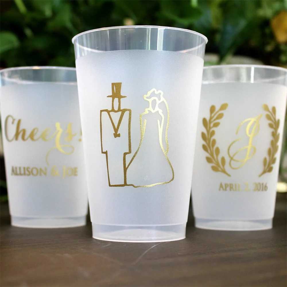 

Bride and Groom Shatterproof Wedding Cups, Plastic Party Cups, Frost Flex Cups, Cheers Monogrammed Cups, Shatterproof Cups, Plas