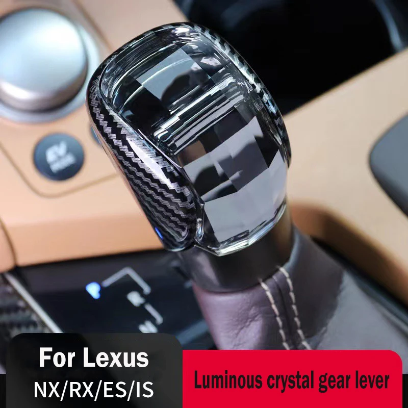 

Crystal Gear Shift Knob Lever Carbon Fiber For Lexus NX RX ES IS GS ES300h NX200t RX300 IS300 Automatic LED Light Gearbox Handle